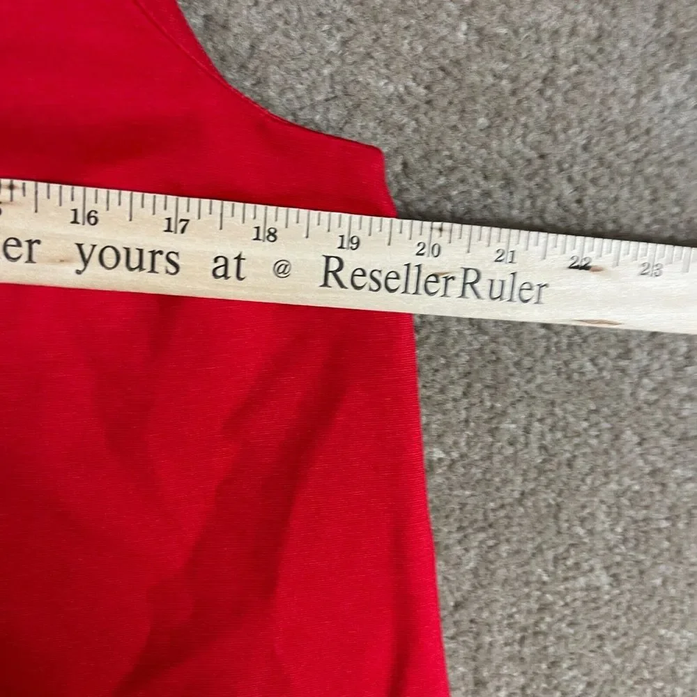 Banana Republic Mini Dress Petite Size 12P Red Sleeveless Ponte Knit Ruffle Hem - Picture 7 of 12